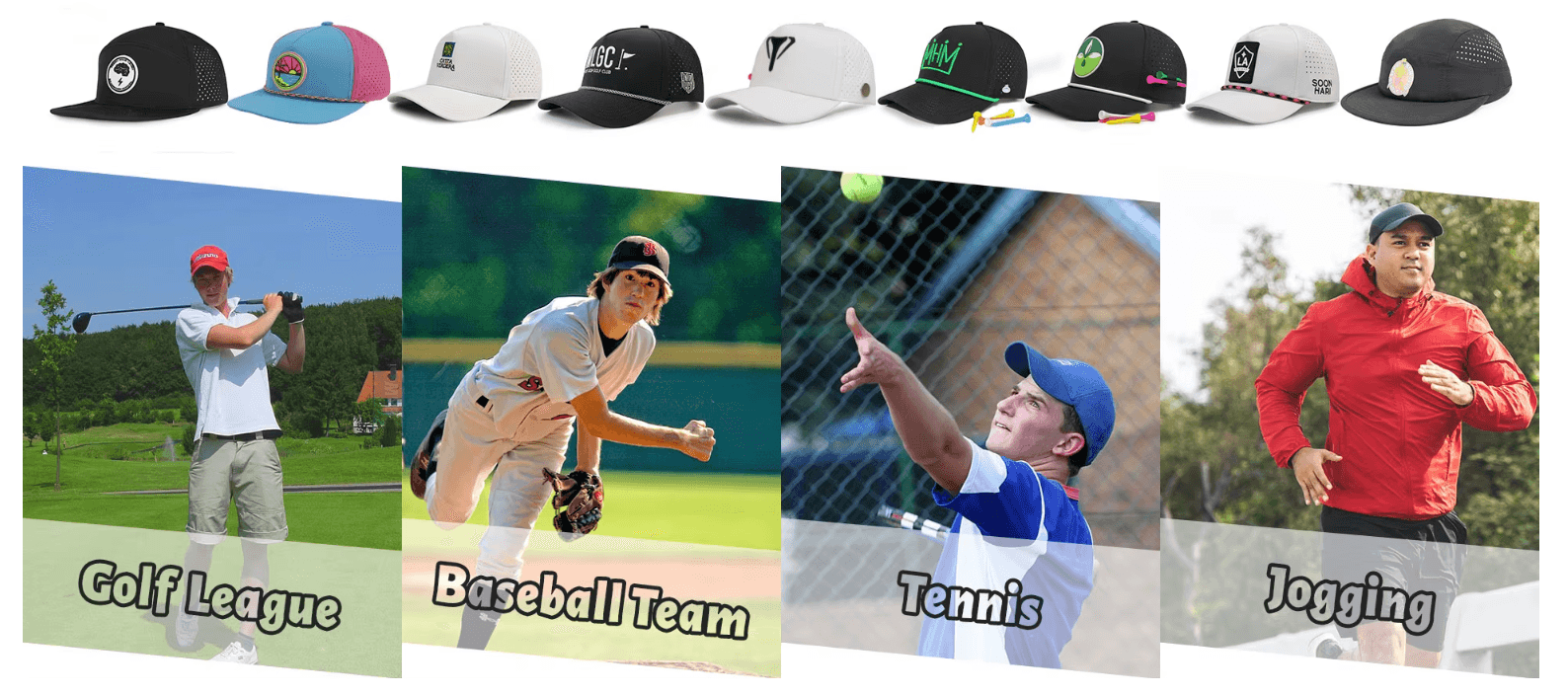 Sports caps for Golf League, Baseball Team, Tennis, and Jogging - Premium custom hats for all sports activities